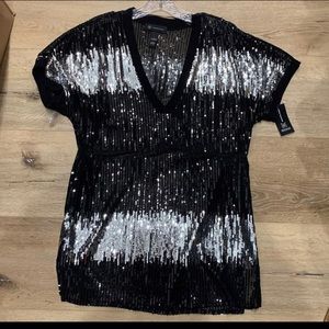 Inc Black and  silver  sequence Top